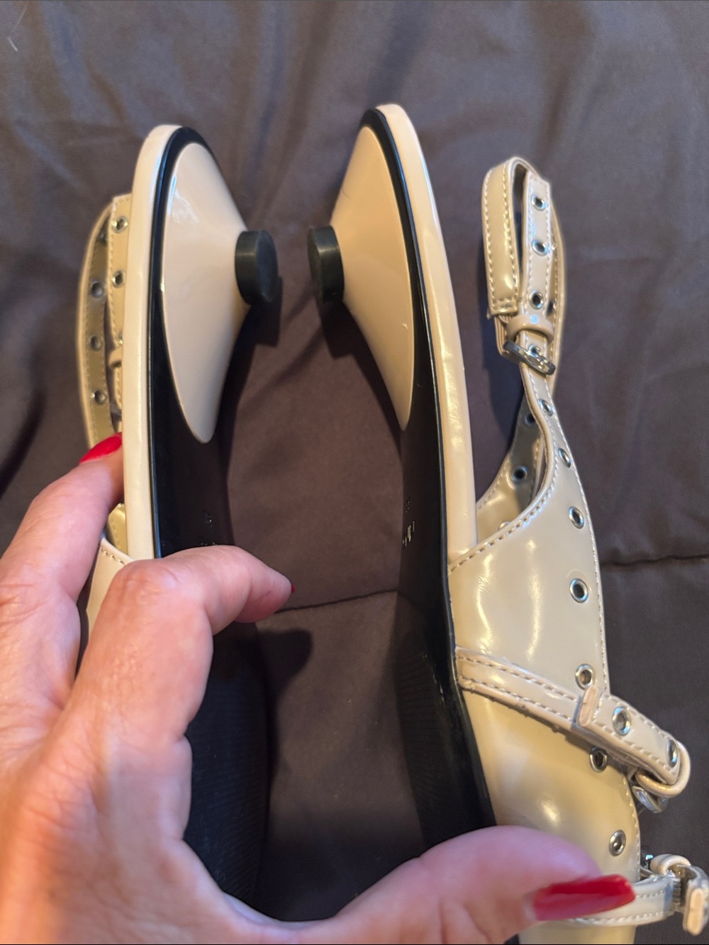 Mango Vany Studded Slingback Kitten Heels Pointed Toe Buckle size 7.5 - Picture 6 of 8